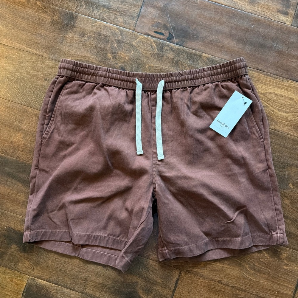 Goodfellow & Co Mens The Vintage Pull-On Shorts Brown 7 Inch Inseam Large NEW